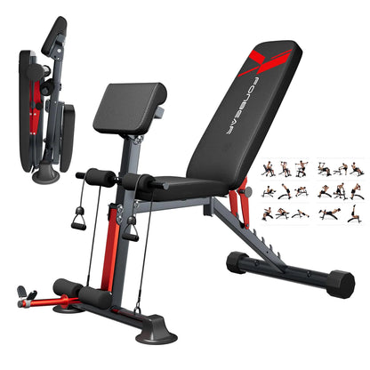 FONBEAR Adjustable Weight Bench 800LBS Foldable Workout Bench Press for Full Body Strength Training Multi-Functional Weight Bench Roman Chair Incline Decline Bench Fast Folding